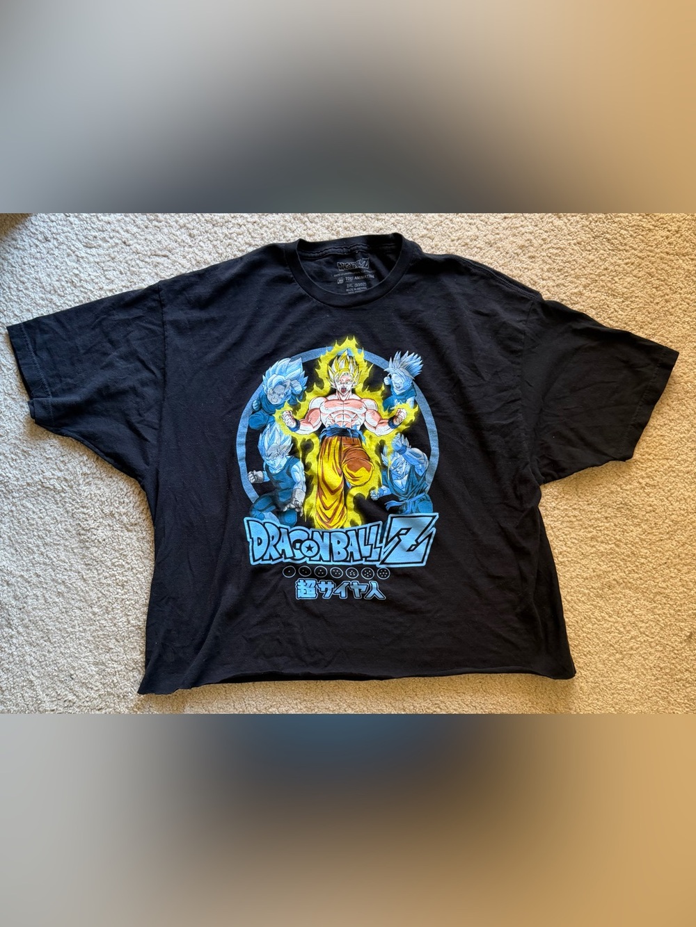 Dragon Ball Z Toei Animation Cropped Oversized Tee 2XL Black Goku Anime